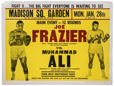 1974 Muhammad Ali vs. Joe Frazier "Fight II" On Site Poster From Madison Square Garden